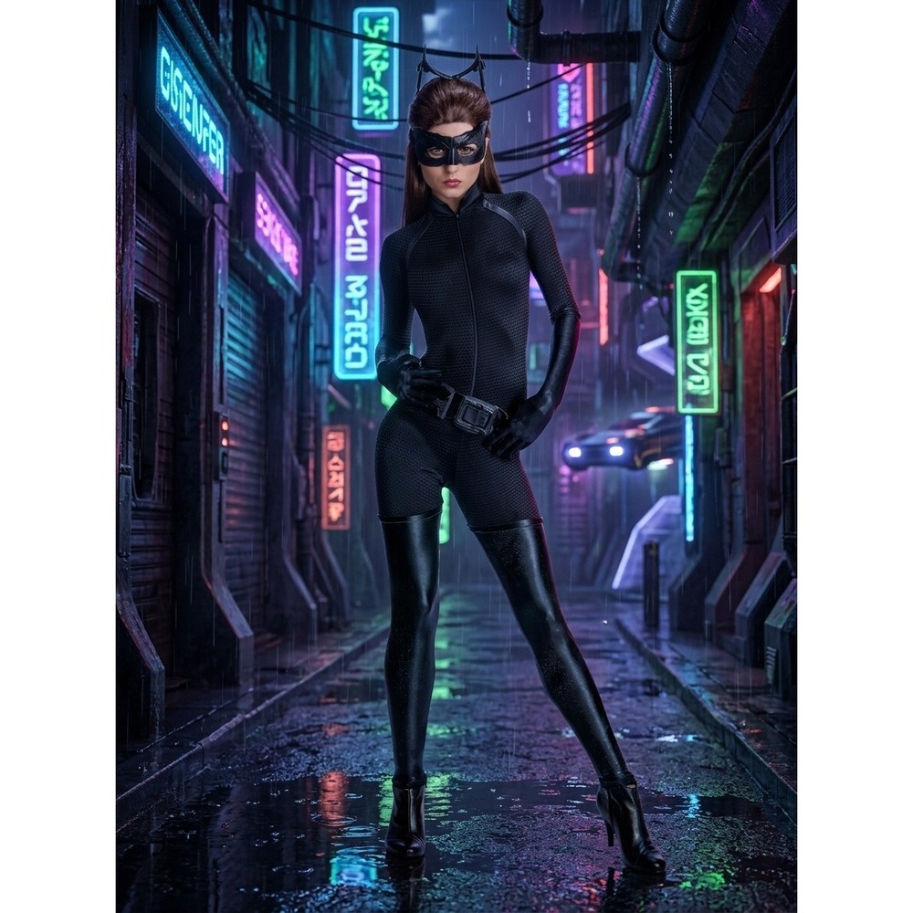 Catwoman Costume Secret Wishes The Dark Knight Trilogy Black Jumpsuit Set Wome L